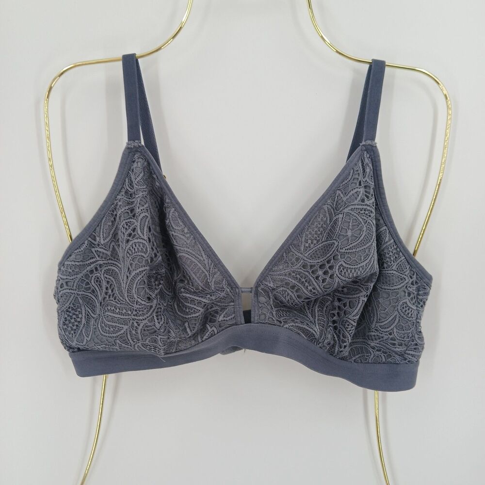 womans All You. LIVELY Women's Charcoal Grey Ribbed Bralette Size 2 small